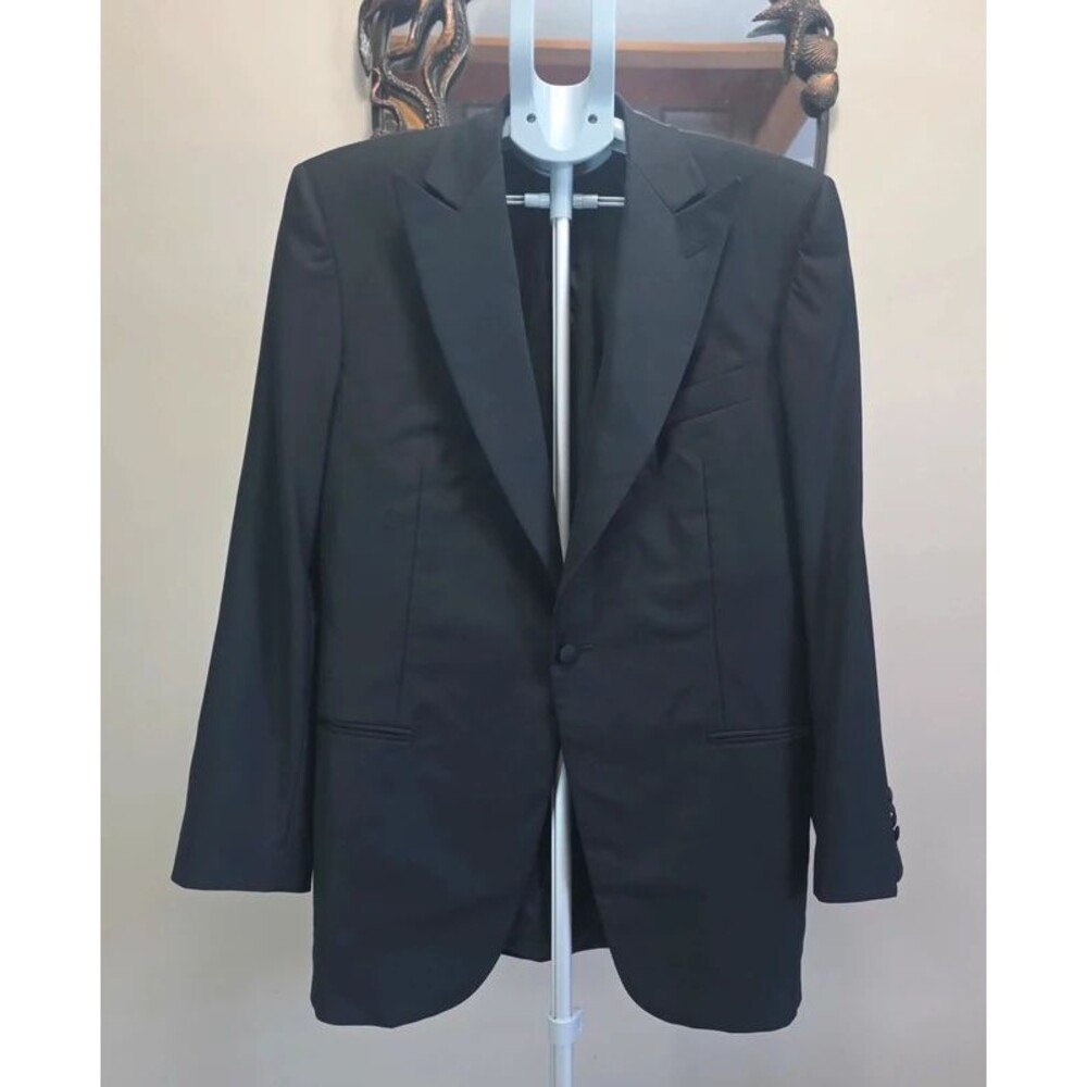 Ermenegildo Zegna Tuxedo Jacket Black 100% Wool Peak Lapel Mens 40R Formal